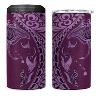 Hawaiian Manta Ray and Polynesian Tribal Tattoo 4 in 1 Can Cooler Tumbler Pink Color LT03 One Size: 16 oz Pink - Polynesian Pride