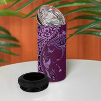 Hawaiian Manta Ray and Polynesian Tribal Tattoo 4 in 1 Can Cooler Tumbler Pink Color LT03 - Polynesian Pride
