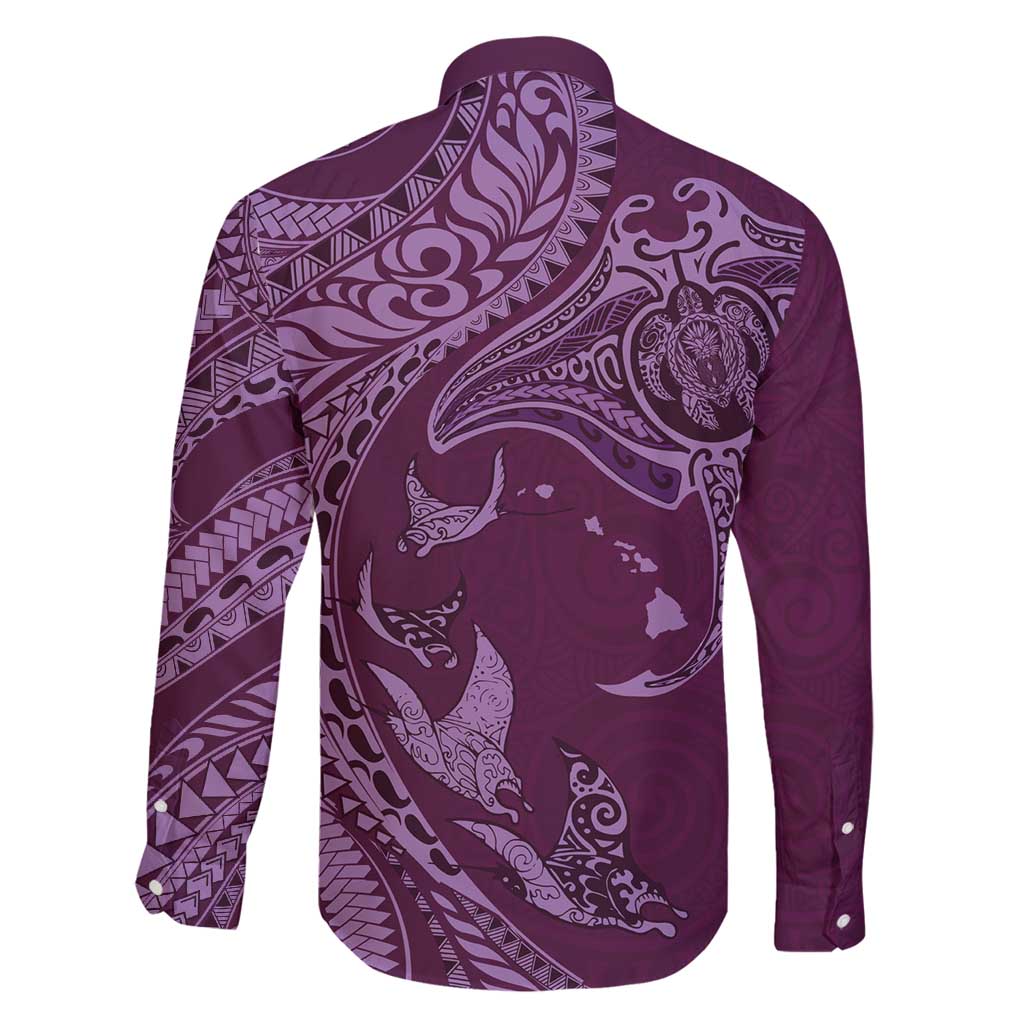 Hawaiian Manta Ray and Polynesian Tribal Tattoo Family Matching Mermaid Dress and Hawaiian Shirt Pink Color LT03 - Polynesian Pride