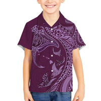 Hawaiian Manta Ray and Polynesian Tribal Tattoo Family Matching Puletasi and Hawaiian Shirt Pink Color LT03 Son's Shirt Pink - Polynesian Pride