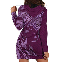 Hawaiian Manta Ray and Polynesian Tribal Tattoo Hoodie Dress Pink Color LT03 - Polynesian Pride