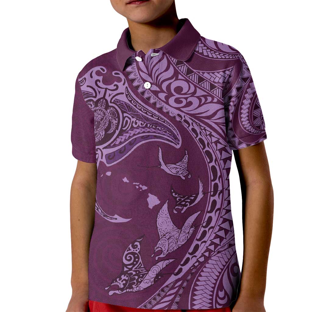 Hawaiian Manta Ray and Polynesian Tribal Tattoo Kid Polo Shirt Pink Color LT03 Kid Pink - Polynesian Pride