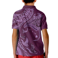 Hawaiian Manta Ray and Polynesian Tribal Tattoo Kid Polo Shirt Pink Color LT03 - Polynesian Pride