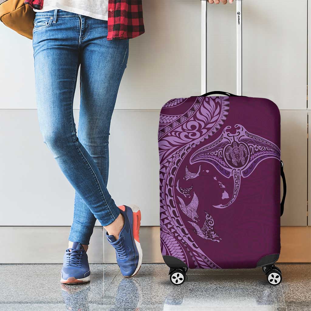 Hawaiian Manta Ray and Polynesian Tribal Tattoo Luggage Cover Pink Color LT03 - Polynesian Pride