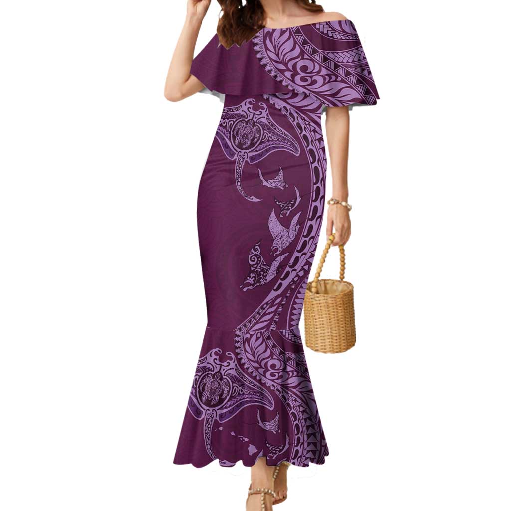 Hawaiian Manta Ray and Polynesian Tribal Tattoo Mermaid Dress Pink Color LT03 Women Pink - Polynesian Pride