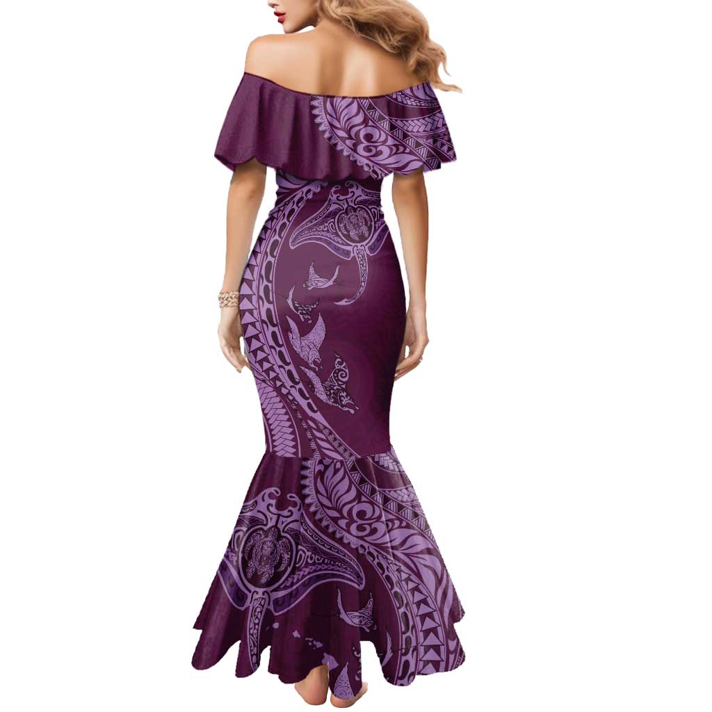 Hawaiian Manta Ray and Polynesian Tribal Tattoo Mermaid Dress Pink Color LT03 - Polynesian Pride