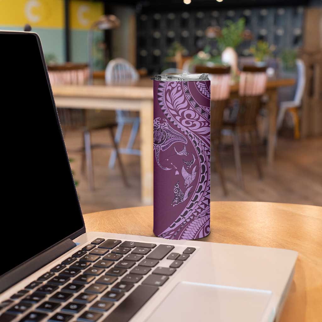 Hawaiian Manta Ray and Polynesian Tribal Tattoo Skinny Tumbler Pink Color LT03 - Polynesian Pride