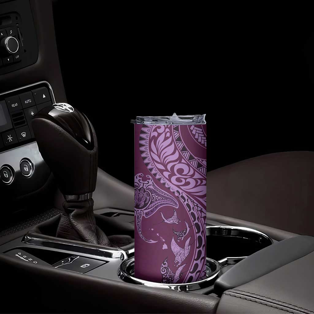 Hawaiian Manta Ray and Polynesian Tribal Tattoo Skinny Tumbler Pink Color LT03 - Polynesian Pride