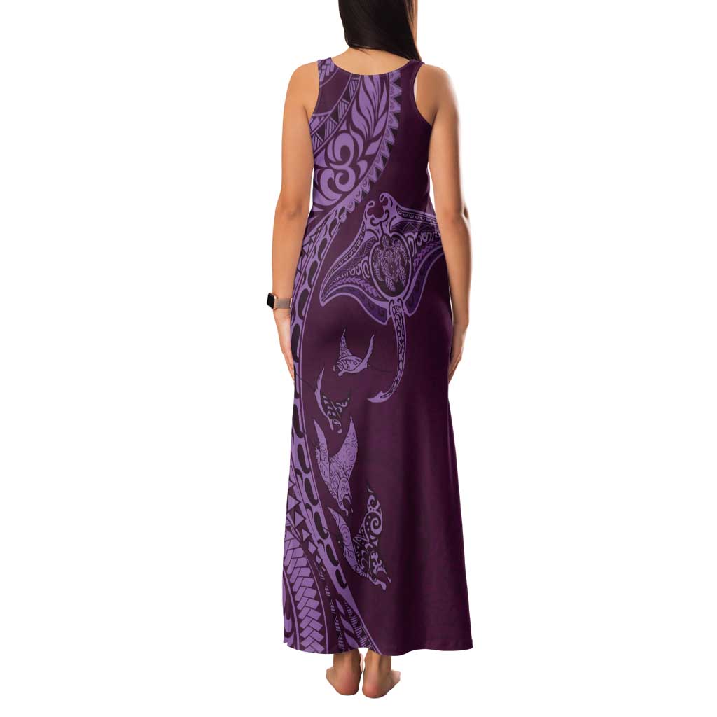 Hawaiian Manta Ray and Polynesian Tribal Tattoo Tank Maxi Dress Pink Color LT03 - Polynesian Pride