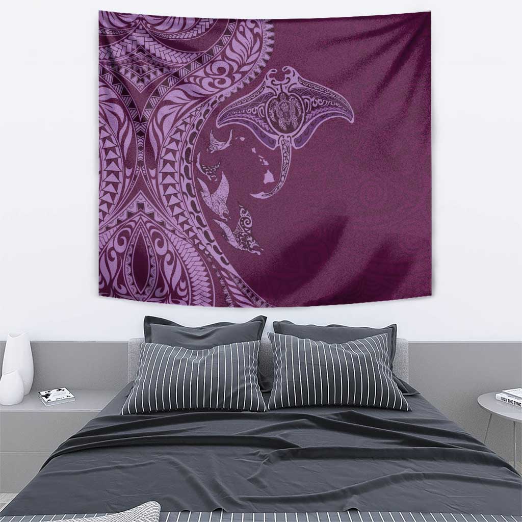 Hawaiian Manta Ray and Polynesian Tribal Tattoo Tapestry Pink Color LT03 - Polynesian Pride