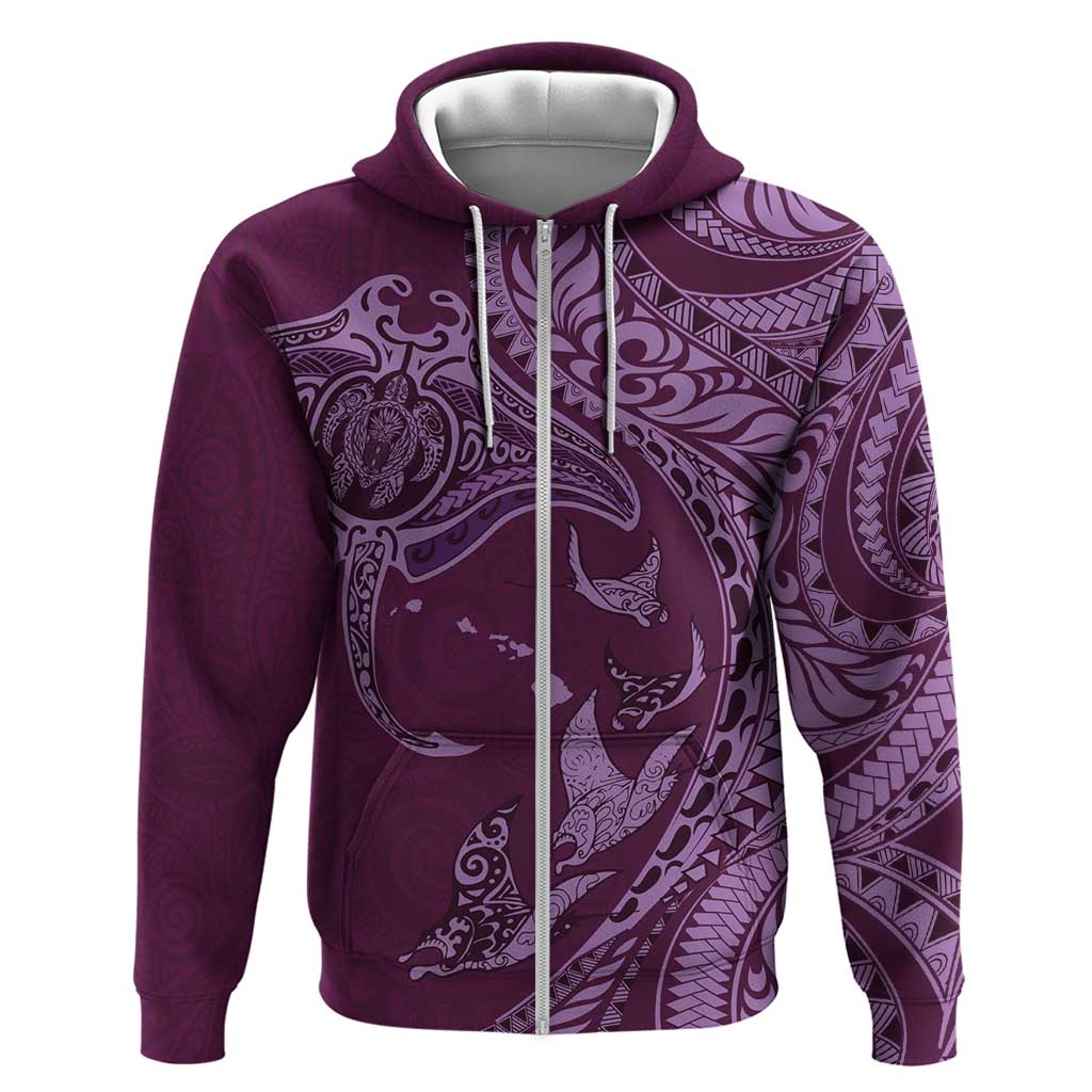 Hawaiian Manta Ray and Polynesian Tribal Tattoo Zip Hoodie Pink Color LT03 Zip Hoodie Pink - Polynesian Pride