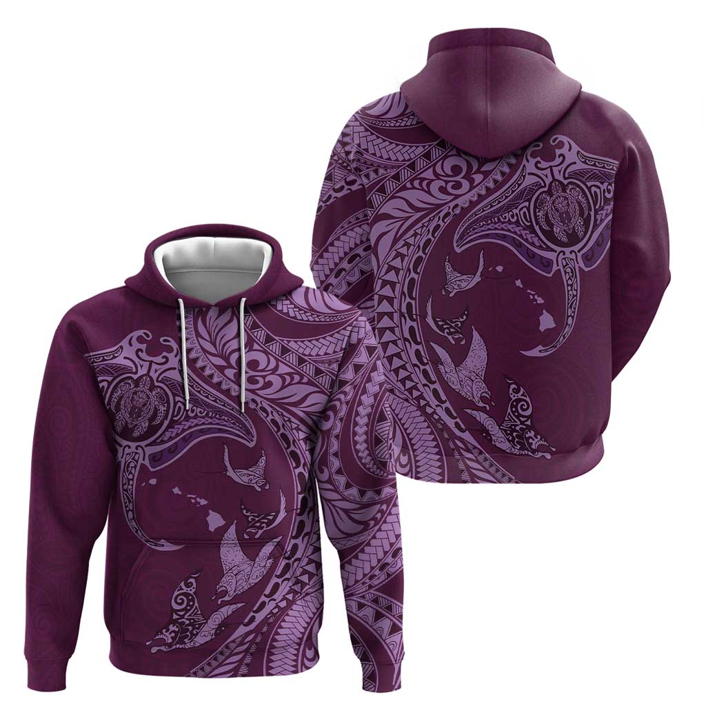 Hawaiian Manta Ray and Polynesian Tribal Tattoo Zip Hoodie Pink Color LT03 - Polynesian Pride