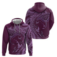 Hawaiian Manta Ray and Polynesian Tribal Tattoo Zip Hoodie Pink Color LT03 - Polynesian Pride