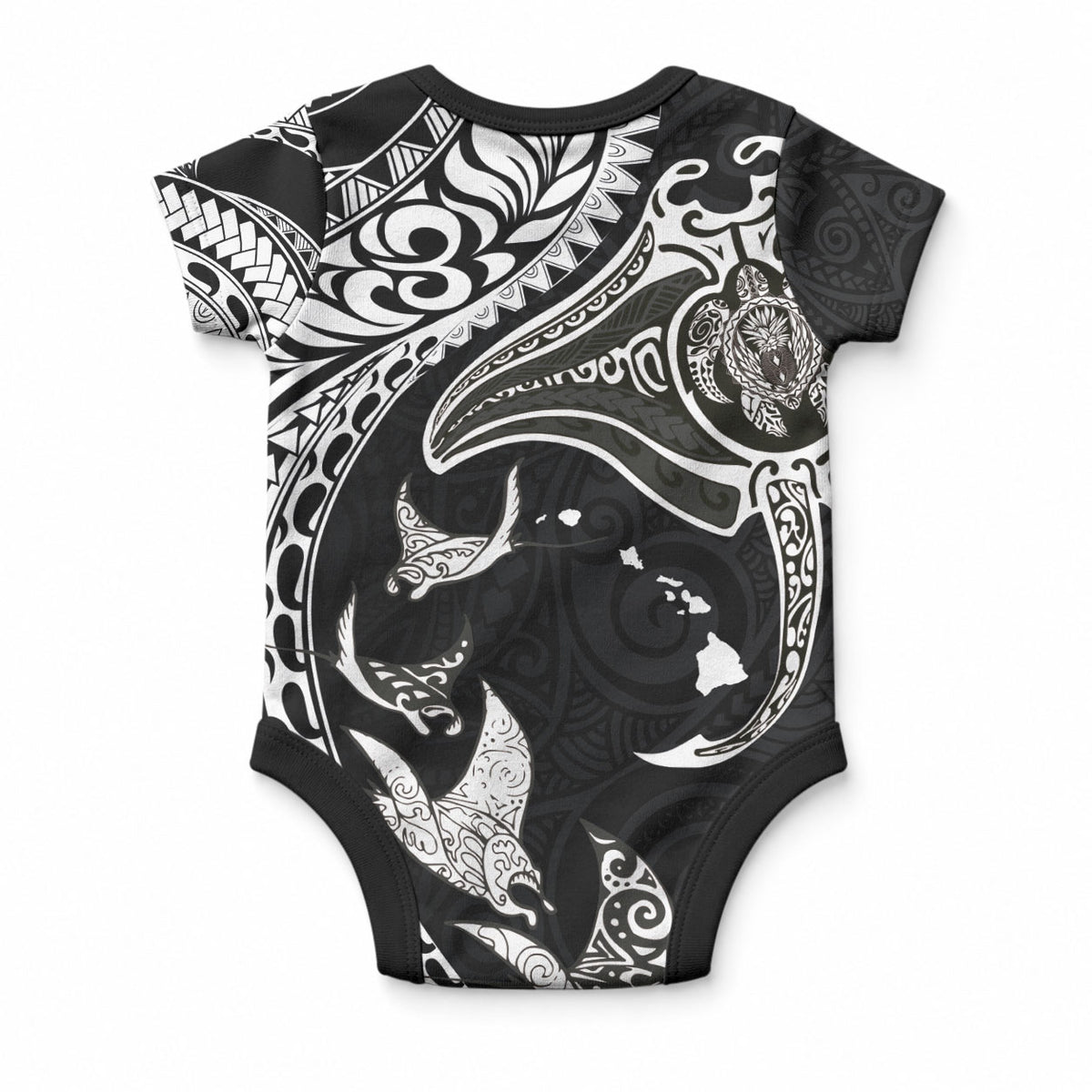 Hawaiian Manta Ray and Polynesian Tribal Tattoo Baby Onesie
