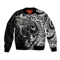 Hawaiian Manta Ray and Polynesian Tribal Tattoo Bomber Jacket Black Color LT03 Unisex Black - Polynesian Pride