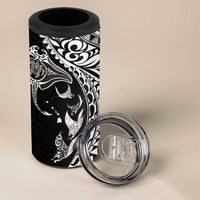 Hawaiian Manta Ray and Polynesian Tribal Tattoo 4 in 1 Can Cooler Tumbler Black Color LT03 - Polynesian Pride