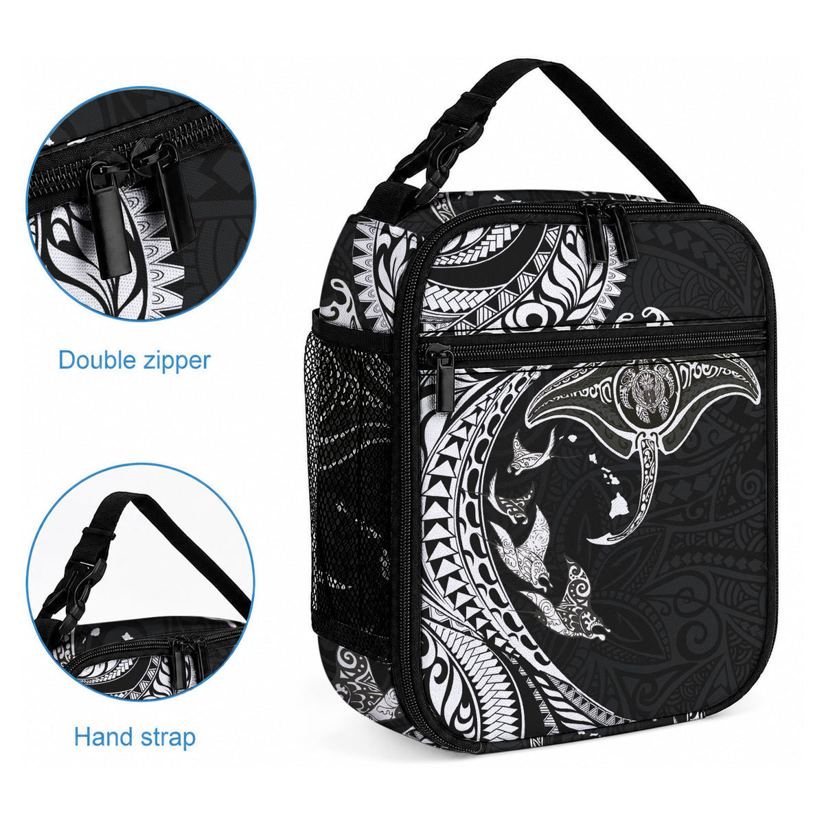 Hawaiian Manta Ray and Polynesian Tribal Tattoo Lunch Bag