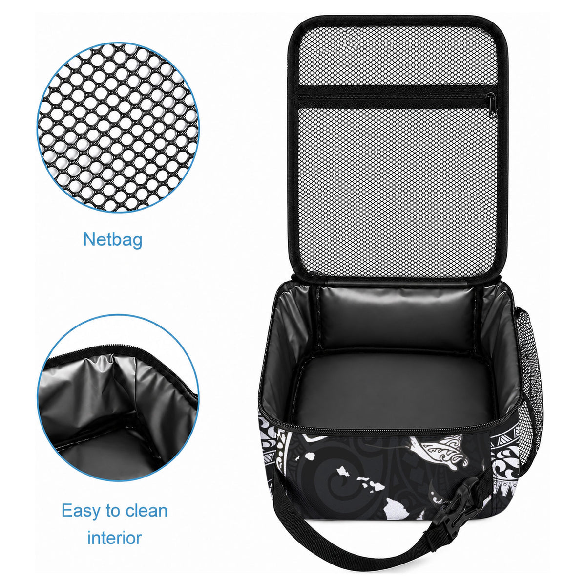 Hawaiian Manta Ray and Polynesian Tribal Tattoo Lunch Bag