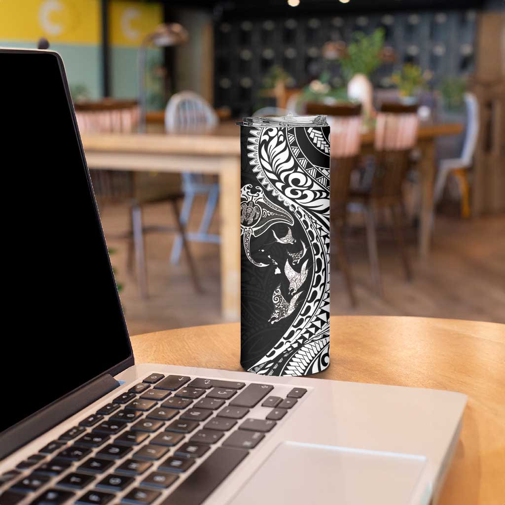 Hawaiian Manta Ray and Polynesian Tribal Tattoo Skinny Tumbler Black Color LT03 - Polynesian Pride