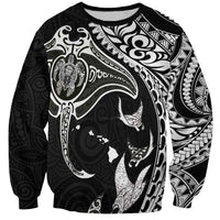 Hawaiian Manta Ray and Polynesian Tribal Tattoo Sweatshirt Black Color LT03