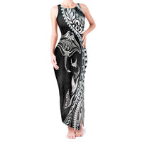 Hawaiian Manta Ray and Polynesian Tribal Tattoo Tank Maxi Dress Black Color LT03 Women Black - Polynesian Pride