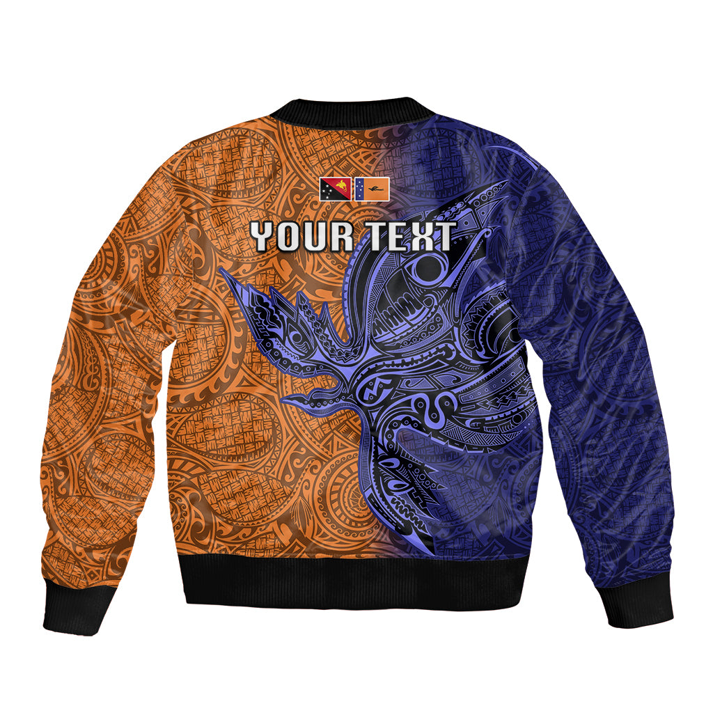 Custom Papua New Guinea New Ireland Province Sleeve Zip Bomber Jacket PNG Birds Of Paradise Polynesian Arty Style LT03 - Polynesian Pride