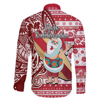 Hawaii Mele Kalikimaka Family Matching Long Sleeve Bodycon Dress and Hawaiian Shirt Santa Claus Surfing with Hawaiian Pattern Striped Red Style LT03 - Polynesian Pride
