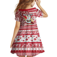 Custom Hawaii Mele Kalikimaka Family Matching Puletasi Dress and Hawaiian Shirt Santa Claus Surfing with Hawaiian Pattern Striped Red Style LT03 - Polynesian Pride