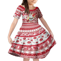Custom Hawaii Mele Kalikimaka Family Matching Tank Maxi Dress and Hawaiian Shirt Santa Claus Surfing with Hawaiian Pattern Striped Red Style LT03 Daughter's Dress Red - Polynesian Pride