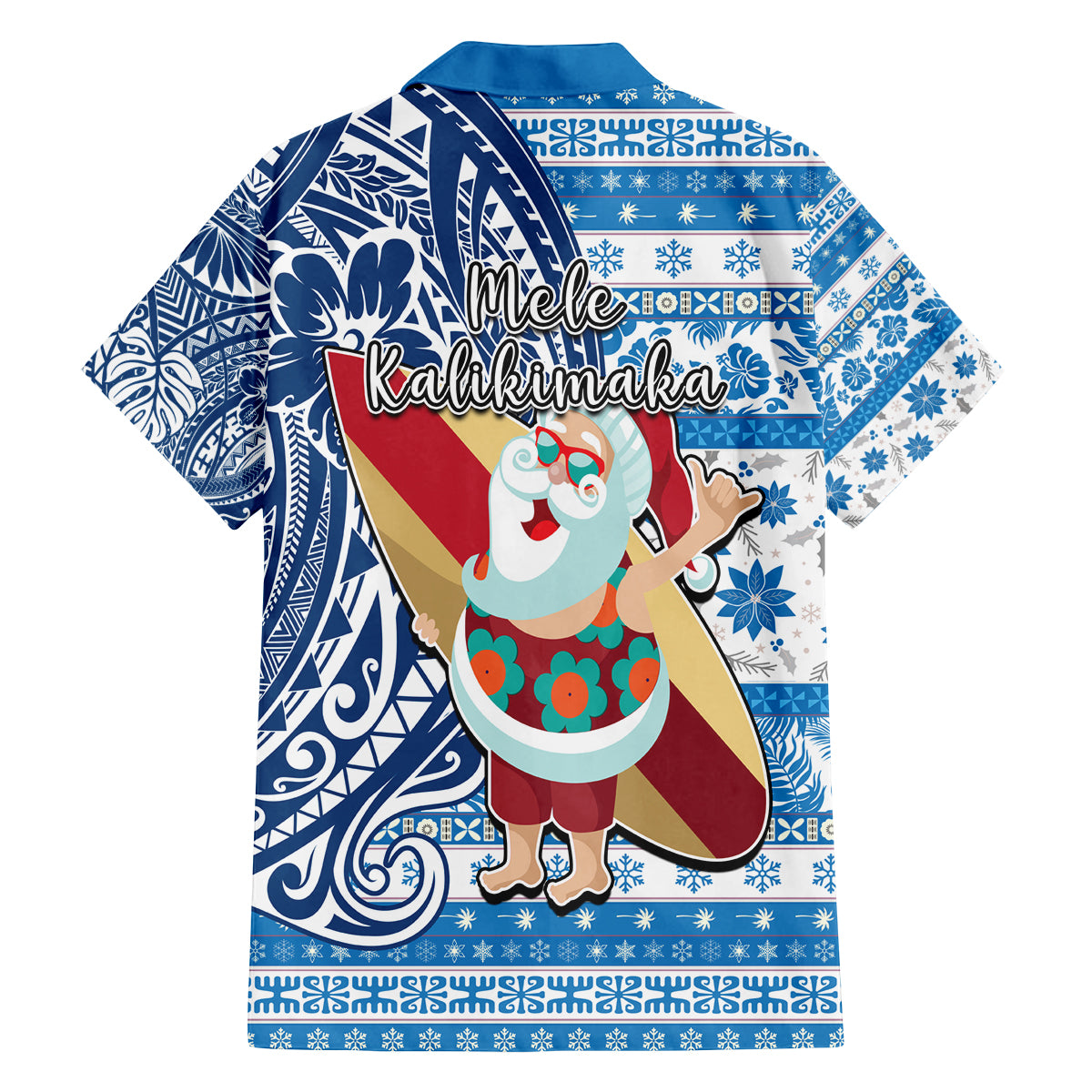 Hawaii Mele Kalikimaka Family Matching Summer Maxi Dress and Hawaiian Shirt Santa Claus Surfing with Hawaiian Pattern Striped Blue Style LT03 - Polynesian Pride