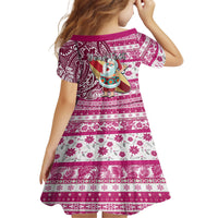Custom Hawaii Mele Kalikimaka Family Matching Off Shoulder Short Dress and Hawaiian Shirt Santa Claus Surfing with Hawaiian Pattern Striped Pink Style LT03 - Polynesian Pride