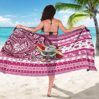 Custom Hawaii Mele Kalikimaka Sarong Santa Claus Surfing with Hawaiian Pattern Striped Pink Style LT03 - Polynesian Pride
