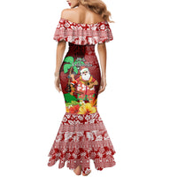 Hawaii Mele Kalikimaka Family Matching Mermaid Dress and Hawaiian Shirt Santa Claus and Hula Girl Tropical Folwer with Hawaiian Pattern LT03 - Polynesian Pride