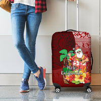 Hawaii Mele Kalikimaka Luggage Cover Santa Claus and Hula Girl Tropical Folwer with Hawaiian Pattern LT03 - Polynesian Pride