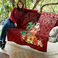Custom Hawaii Mele Kalikimaka Quilt Santa Claus and Hula Girl Tropical Folwer with Hawaiian Pattern LT03 - Polynesian Pride