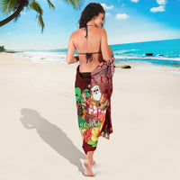 Custom Hawaii Mele Kalikimaka Sarong Santa Claus and Hula Girl Tropical Folwer with Hawaiian Pattern LT03 - Polynesian Pride