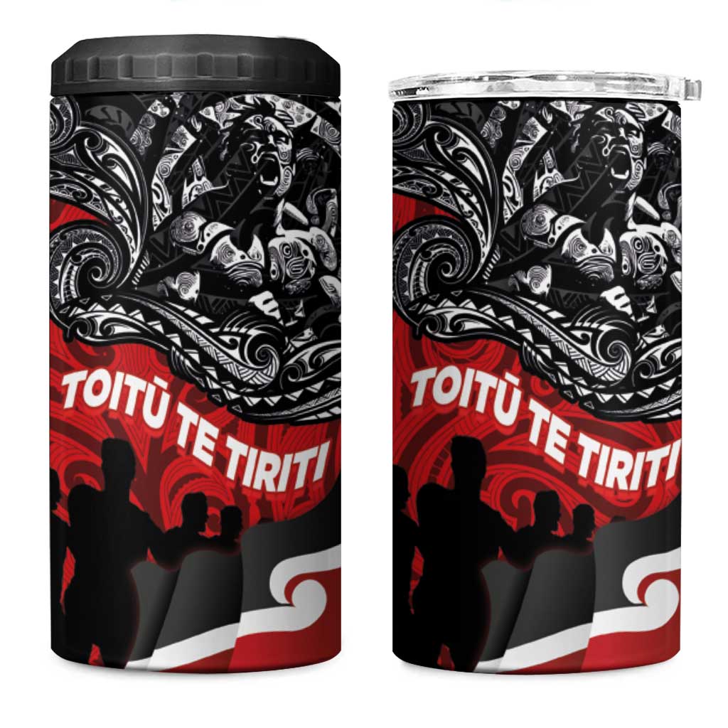 Aotearoa Toitu Te Tiriti 4 in 1 Can Cooler Tumbler Honoring Te Tiriti o Waitangi - Maori Haka LT03 One Size: 16 oz Red - Polynesian Pride