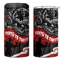 Aotearoa Toitu Te Tiriti 4 in 1 Can Cooler Tumbler Honoring Te Tiriti o Waitangi - Maori Haka LT03 One Size: 16 oz Red - Polynesian Pride