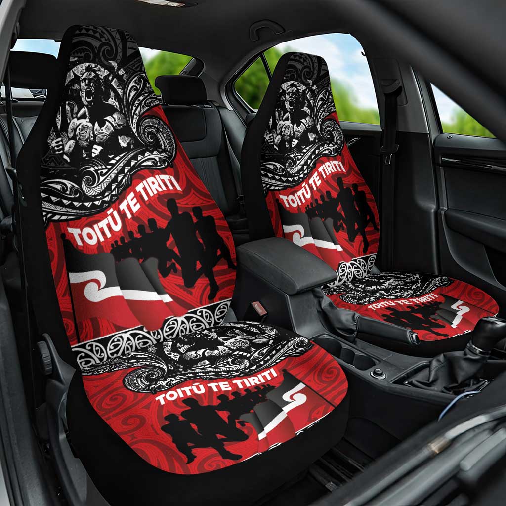 Aotearoa Toitu Te Tiriti Car Seat Cover Honoring Te Tiriti o Waitangi Maori Haka LT03 One Size Red - Polynesian Pride