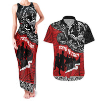 Aotearoa Toitu Te Tiriti Couples Matching Tank Maxi Dress and Hawaiian Shirt Honoring Te Tiriti o Waitangi Maori Haka LT03 Red - Polynesian Pride