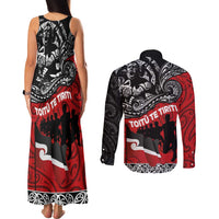 Aotearoa Toitu Te Tiriti Couples Matching Tank Maxi Dress and Long Sleeve Button Shirt Honoring Te Tiriti o Waitangi Maori Haka LT03 - Polynesian Pride