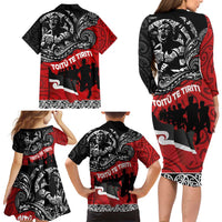 Aotearoa Toitu Te Tiriti Family Matching Long Sleeve Bodycon Dress and Hawaiian Shirt Honoring Te Tiriti o Waitangi Maori Haka LT03 - Polynesian Pride