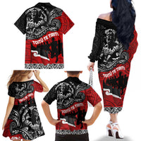 Aotearoa Toitu Te Tiriti Family Matching Off The Shoulder Long Sleeve Dress and Hawaiian Shirt Honoring Te Tiriti o Waitangi Maori Haka LT03 - Polynesian Pride