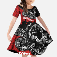 Aotearoa Toitu Te Tiriti Family Matching Summer Maxi Dress and Hawaiian Shirt Honoring Te Tiriti o Waitangi Maori Haka LT03 Daughter's Dress Red - Polynesian Pride