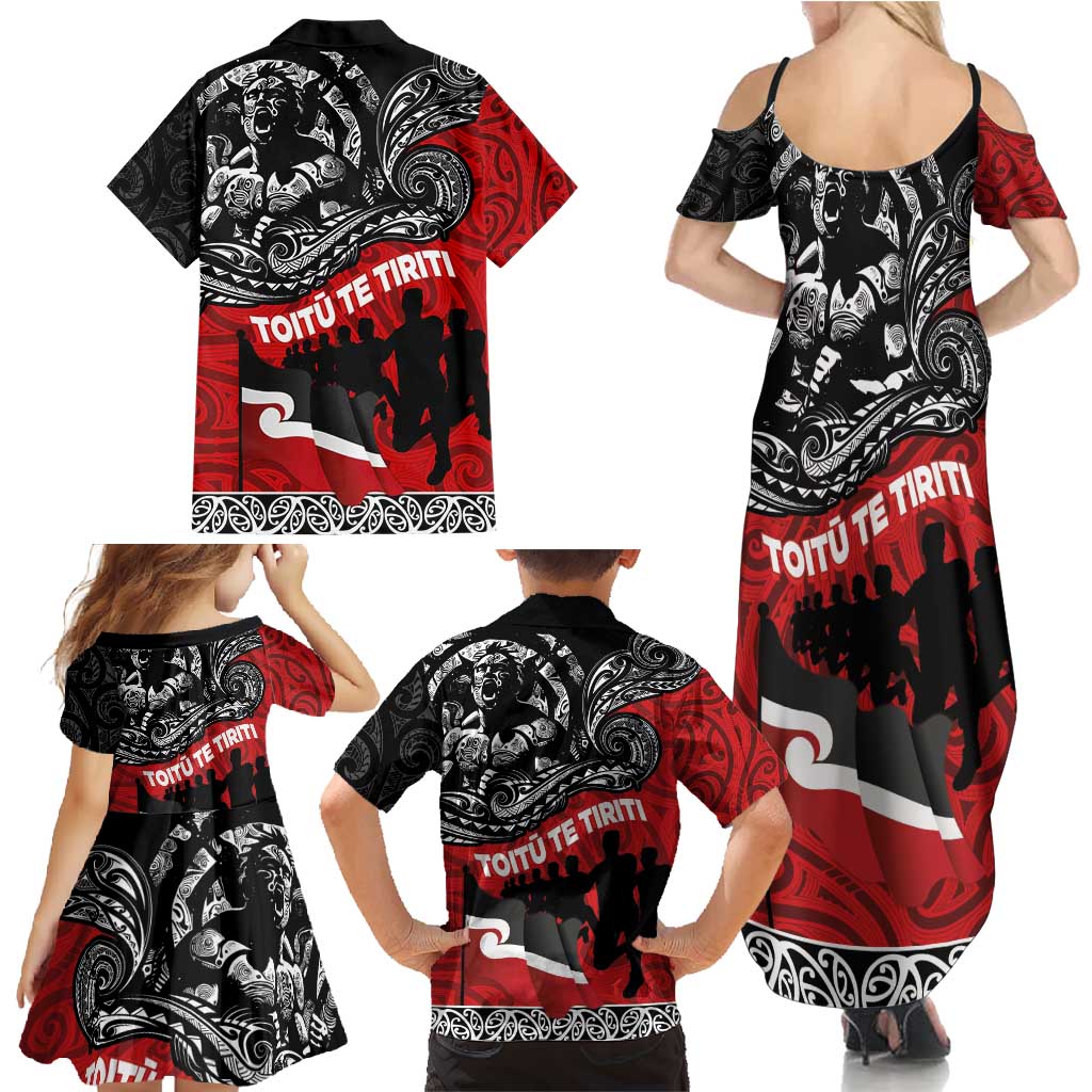 Aotearoa Toitu Te Tiriti Family Matching Summer Maxi Dress and Hawaiian Shirt Honoring Te Tiriti o Waitangi Maori Haka LT03 - Polynesian Pride