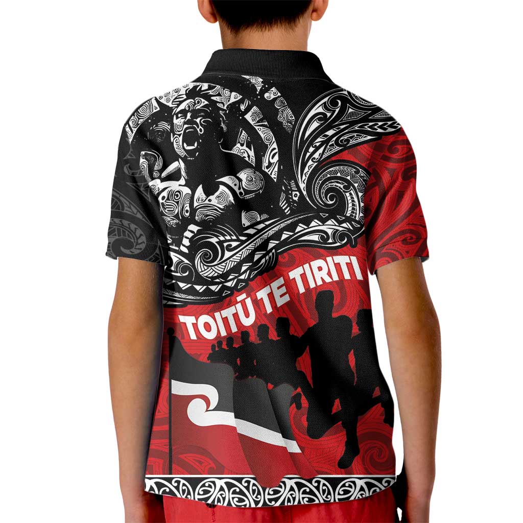 Aotearoa Toitu Te Tiriti Kid Polo Shirt Honoring Te Tiriti o Waitangi Maori Haka LT03 - Polynesian Pride