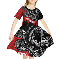 Aotearoa Toitu Te Tiriti Kid Short Sleeve Dress Honoring Te Tiriti o Waitangi Maori Haka LT03 - Polynesian Pride