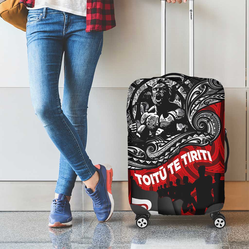 Aotearoa Toitu Te Tiriti Luggage Cover Honoring Te Tiriti o Waitangi Maori Haka LT03 - Polynesian Pride