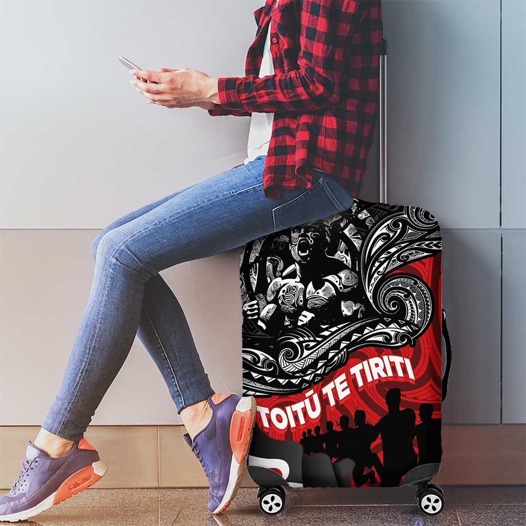 Aotearoa Toitu Te Tiriti Luggage Cover Honoring Te Tiriti o Waitangi Maori Haka LT03 - Polynesian Pride