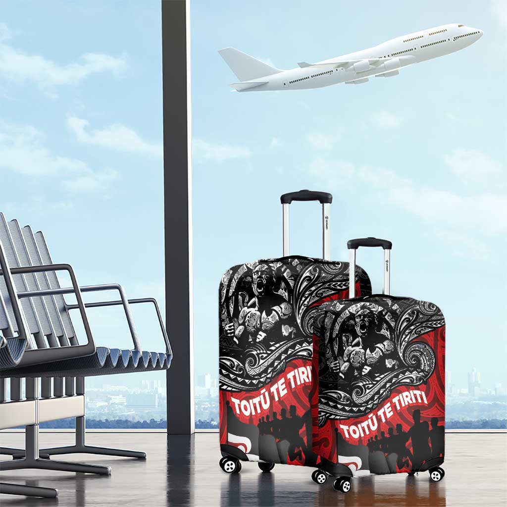 Aotearoa Toitu Te Tiriti Luggage Cover Honoring Te Tiriti o Waitangi Maori Haka LT03 - Polynesian Pride